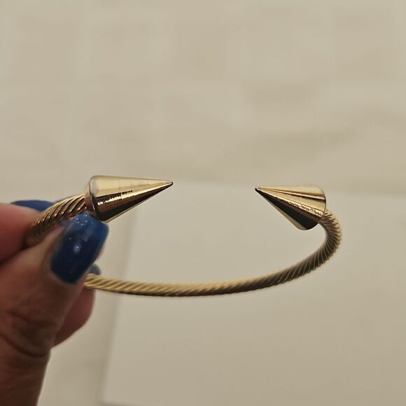 Gold Twisted Open Cuff Bracelet - Picture 6 of 16